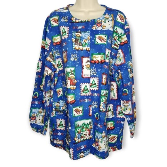 Christmas Snow Bears Scrub Jacket - Picture 1 of 9